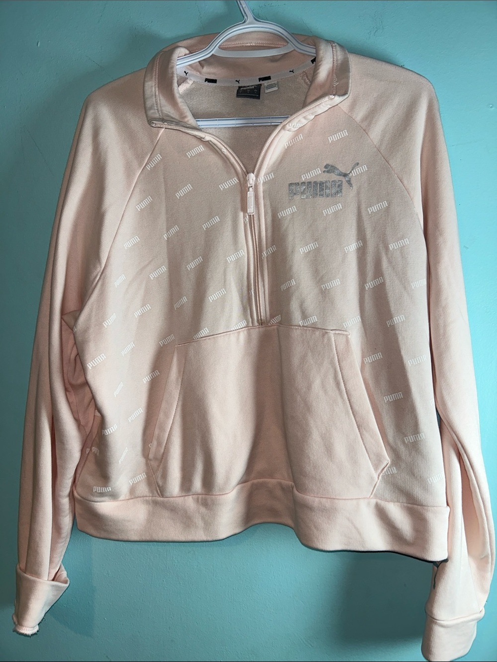 Puma Women's Light Peach Half-Zip Pullover Hoodie
